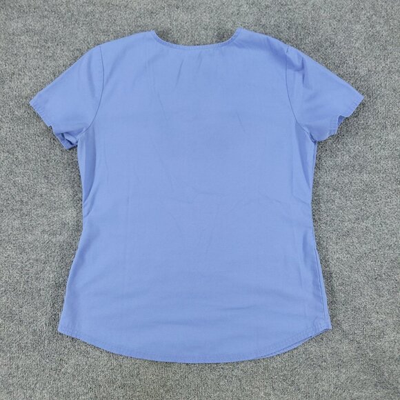 Scrubstar Scrub Top Shirt Women's Small Blue V-Neck Short Sleeve Pocket Uniform - Picture 8 of 13